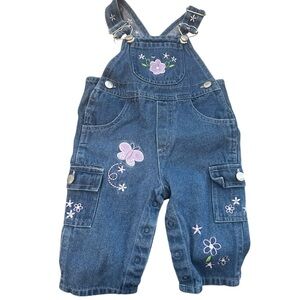 Kids Denim Overalls with Floral Embroidery